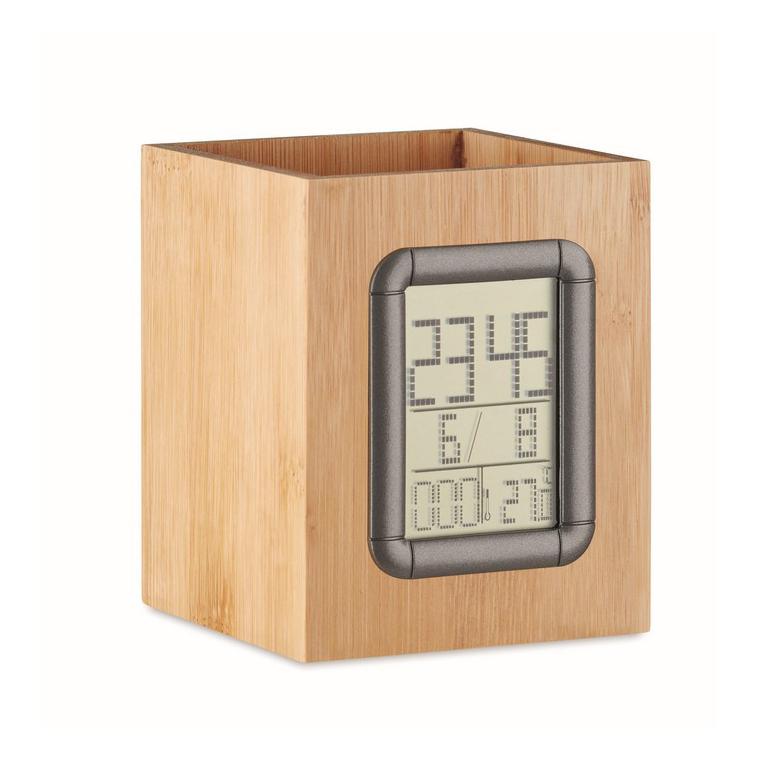 Suport din bambus și ceas LCD MANILA Natur