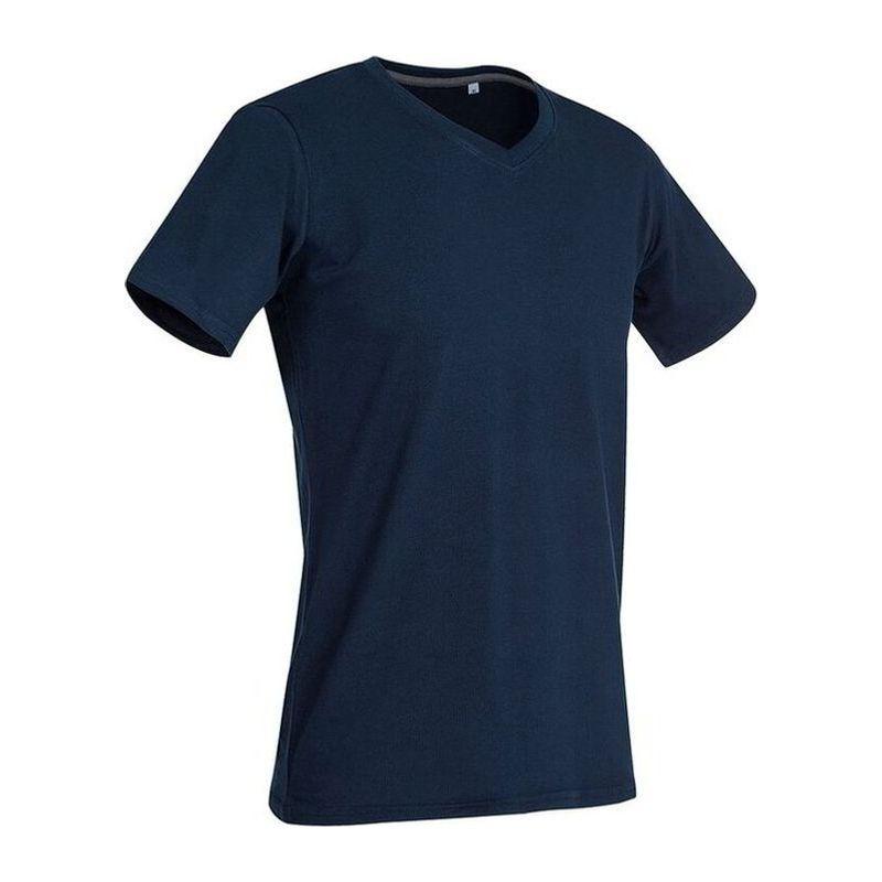 Tricou mânecă scurtă cu guler în V Clive Albastru 3XL