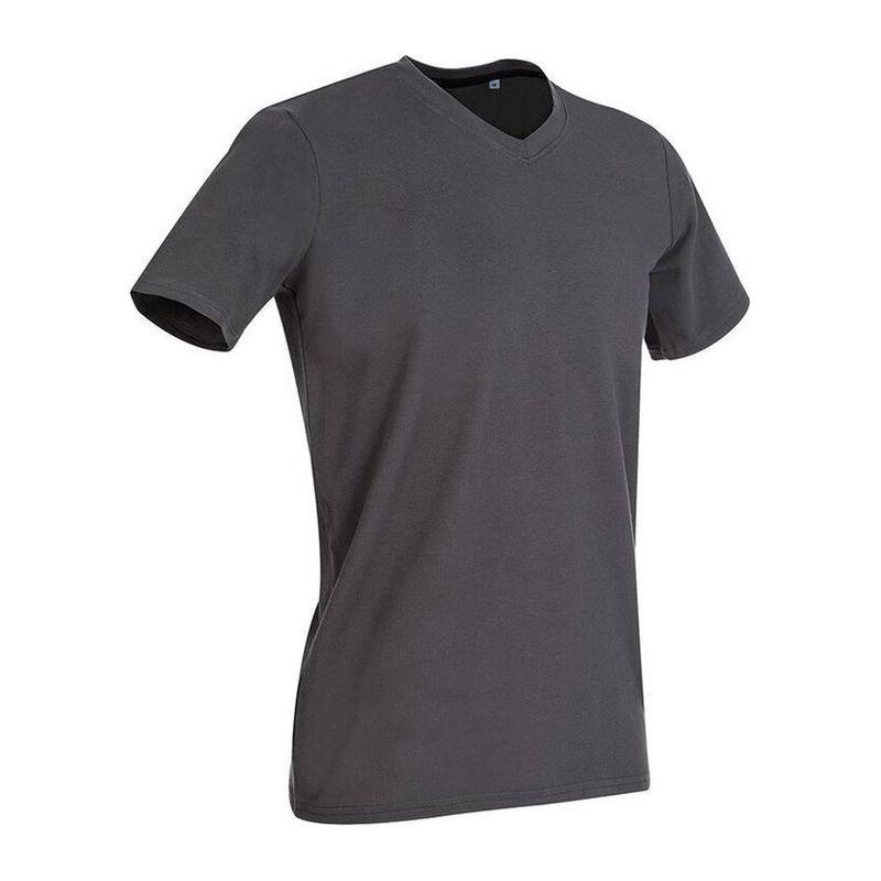 Tricou mânecă scurtă cu guler în V Clive Gri XL