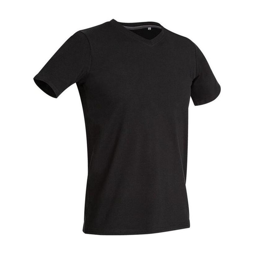 Tricou mânecă scurtă cu guler în V Clive Negru XL