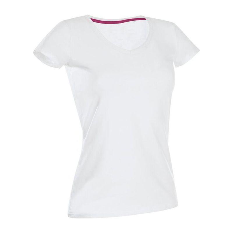 Tricou cu mânecă scurtă pentru femei CLAIRE (V-NECK) alb L