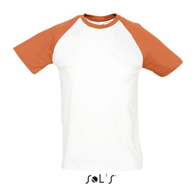 Tricou în două culori cu mâneci raglan pentru bărbați Sol's Funky White/Orange M