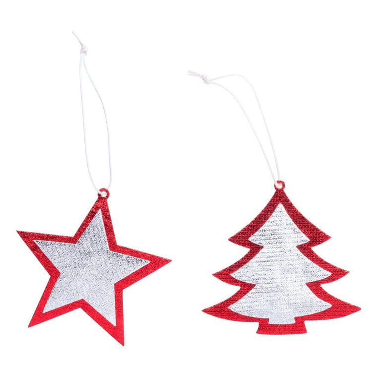 Set ornamente Crăciun Rimol argintiu roșu