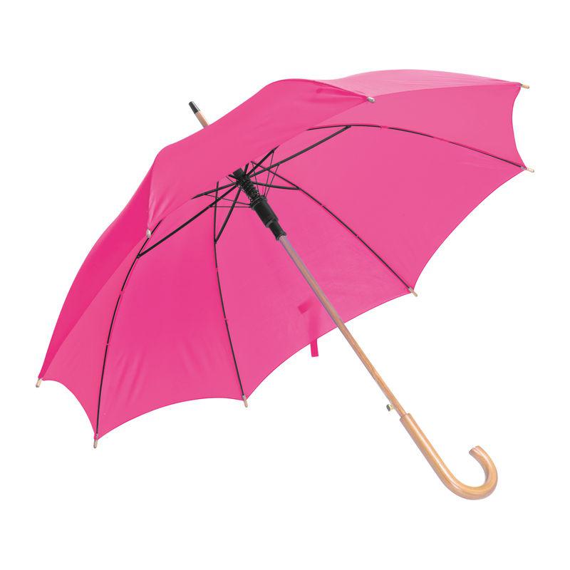 Umbrelă automată cu mâner din lemn Roz