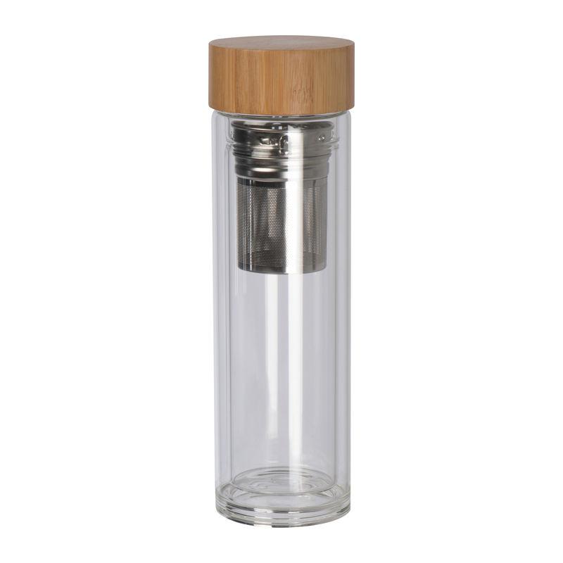Sticlă cu dop din bambus, 420 ml Mixt