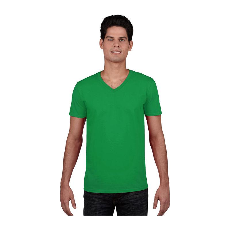 Tricou mânecă scurtă bărbat guler în V GI64V00  Verde XL