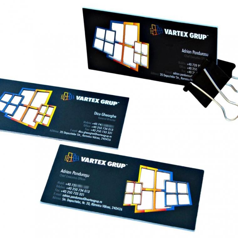 Cărți de vizită decupate pe laser - carton alb 90 x 50 mm (landscape)