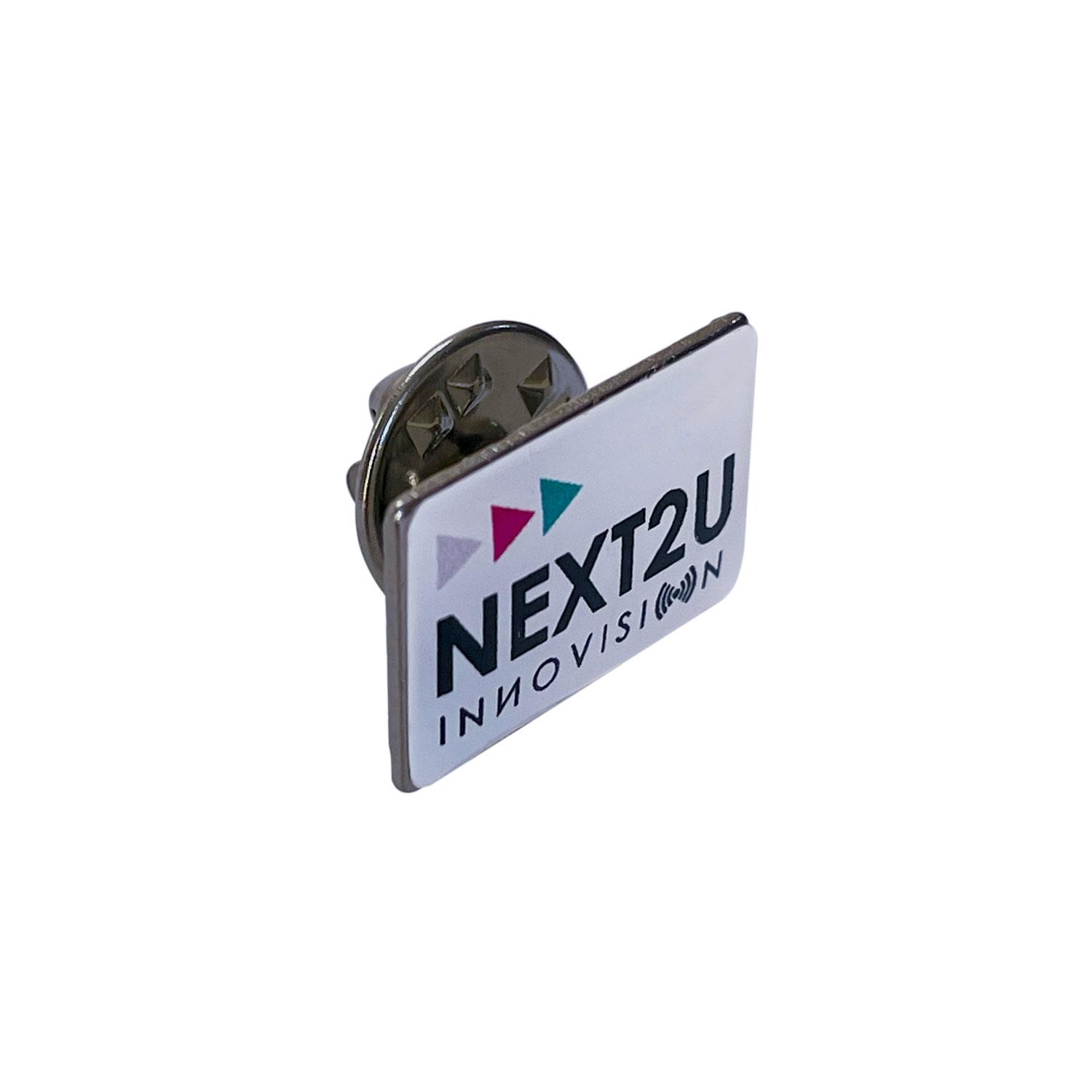 Insigne metalice cu lentilă rășină Argintiu Dreptunghiular - 18 x 12 mm