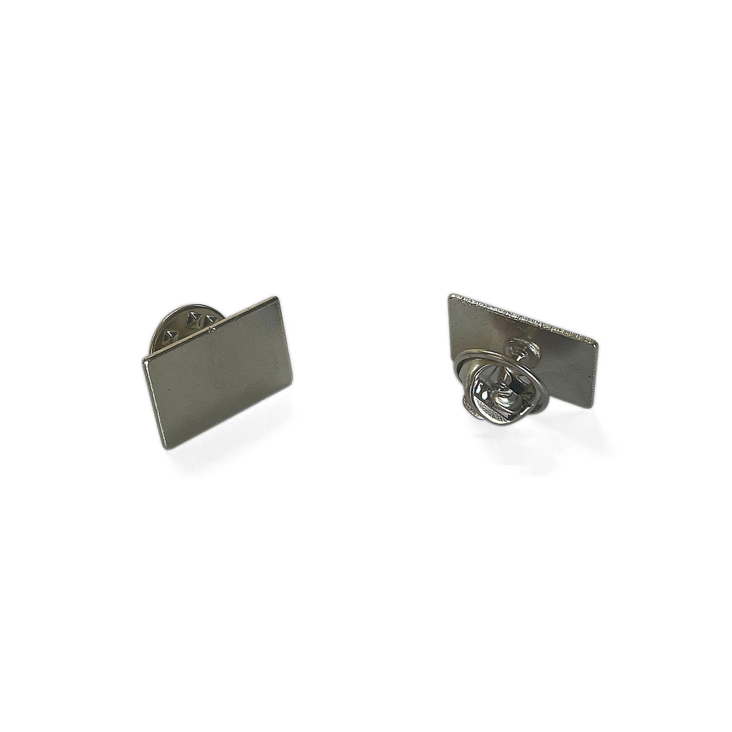 Insigne metalice cu lentilă rășină Argintiu Dreptunghiular - 18 x 12 mm
