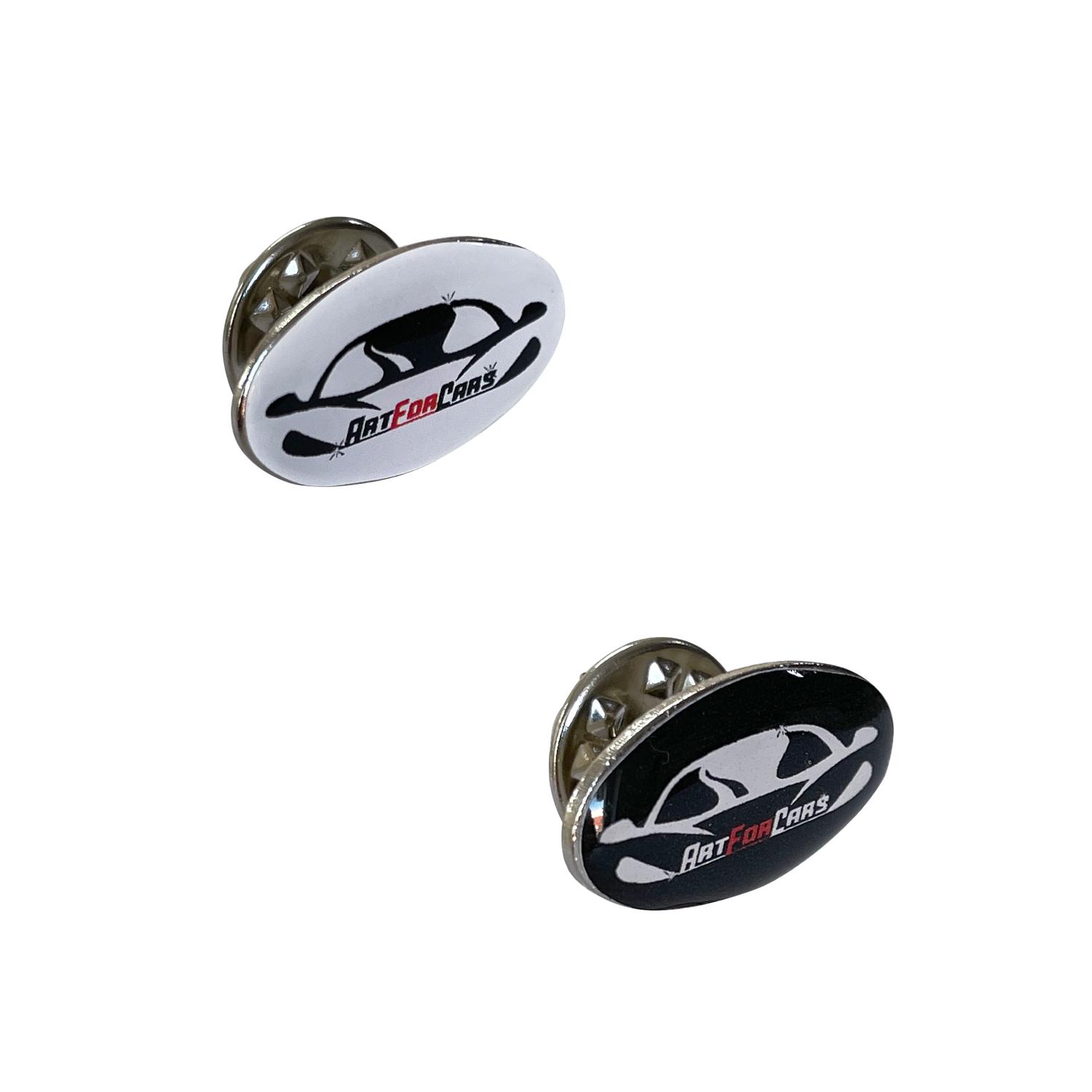 Insigne metalice cu lentilă rășină Argintiu Oval - 20 x 11 mm
