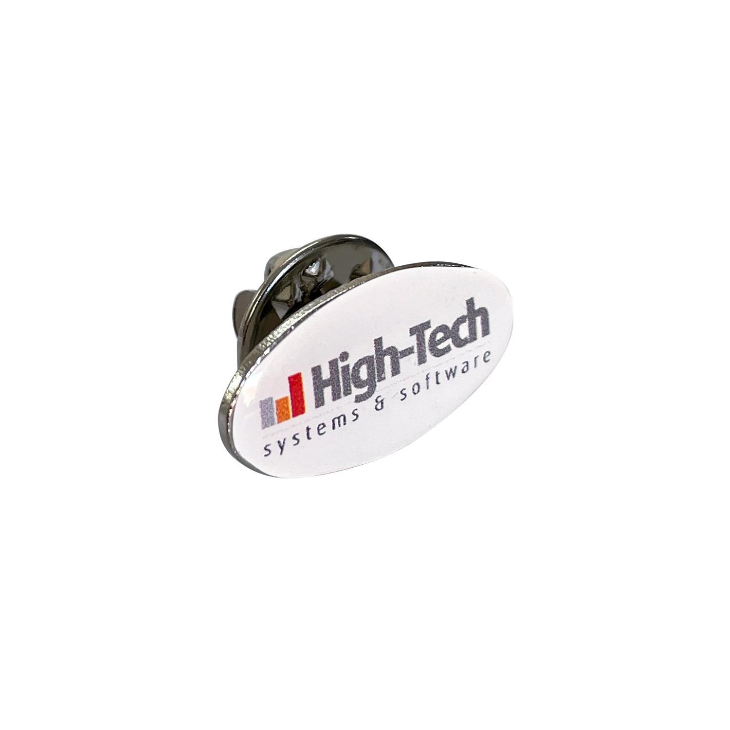 Insigne metalice cu lentilă rășină Argintiu Oval - 20 x 11 mm