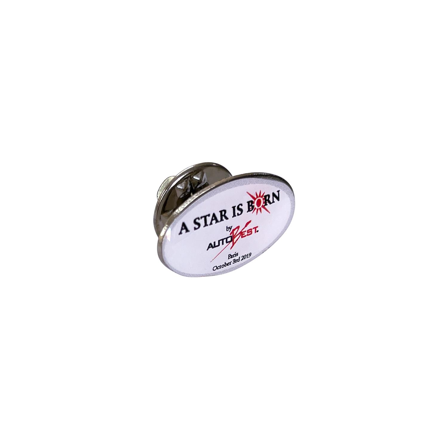 Insigne metalice cu lentilă rășină Argintiu Oval - 20 x 11 mm