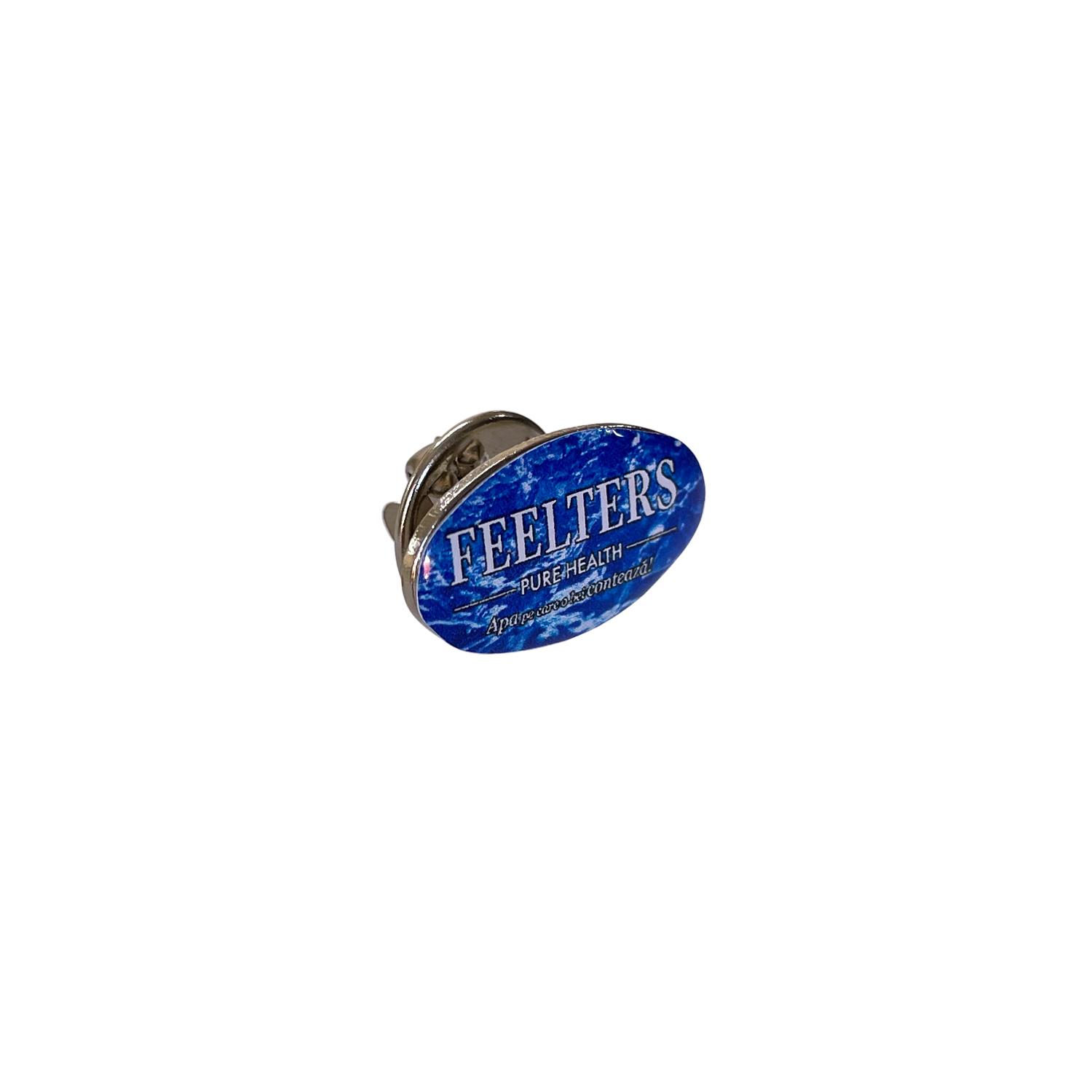 Insigne metalice cu lentilă rășină Argintiu Oval - 20 x 11 mm