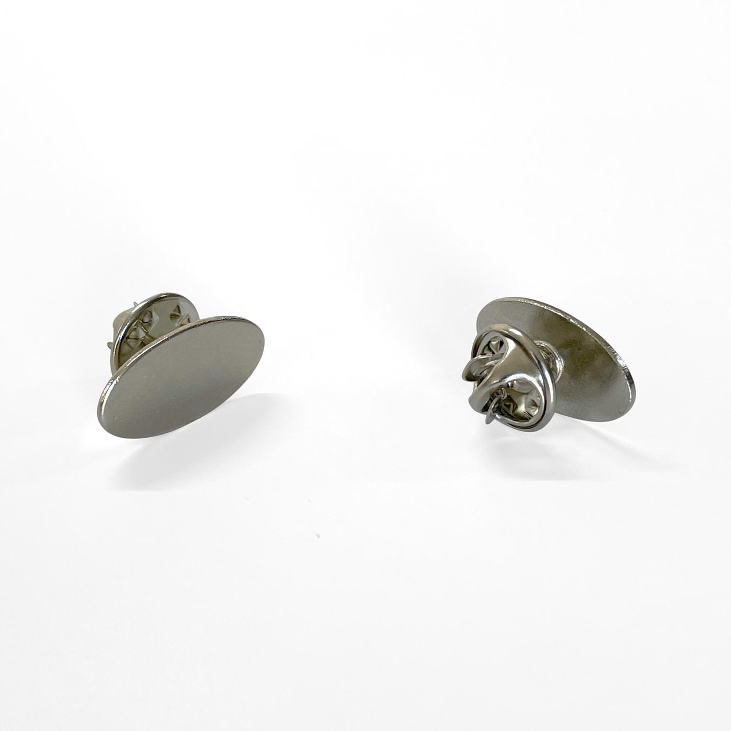Insigne metalice cu lentilă rășină Argintiu Oval - 20 x 11 mm