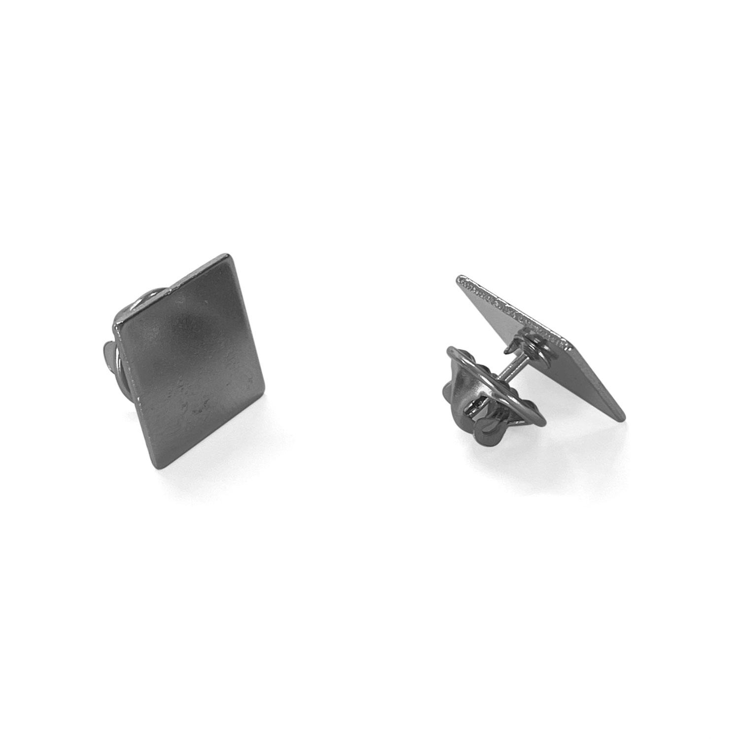 Insigne metalice cu lentilă rășină Argintiu Pătrat - 15 x 15 mm
