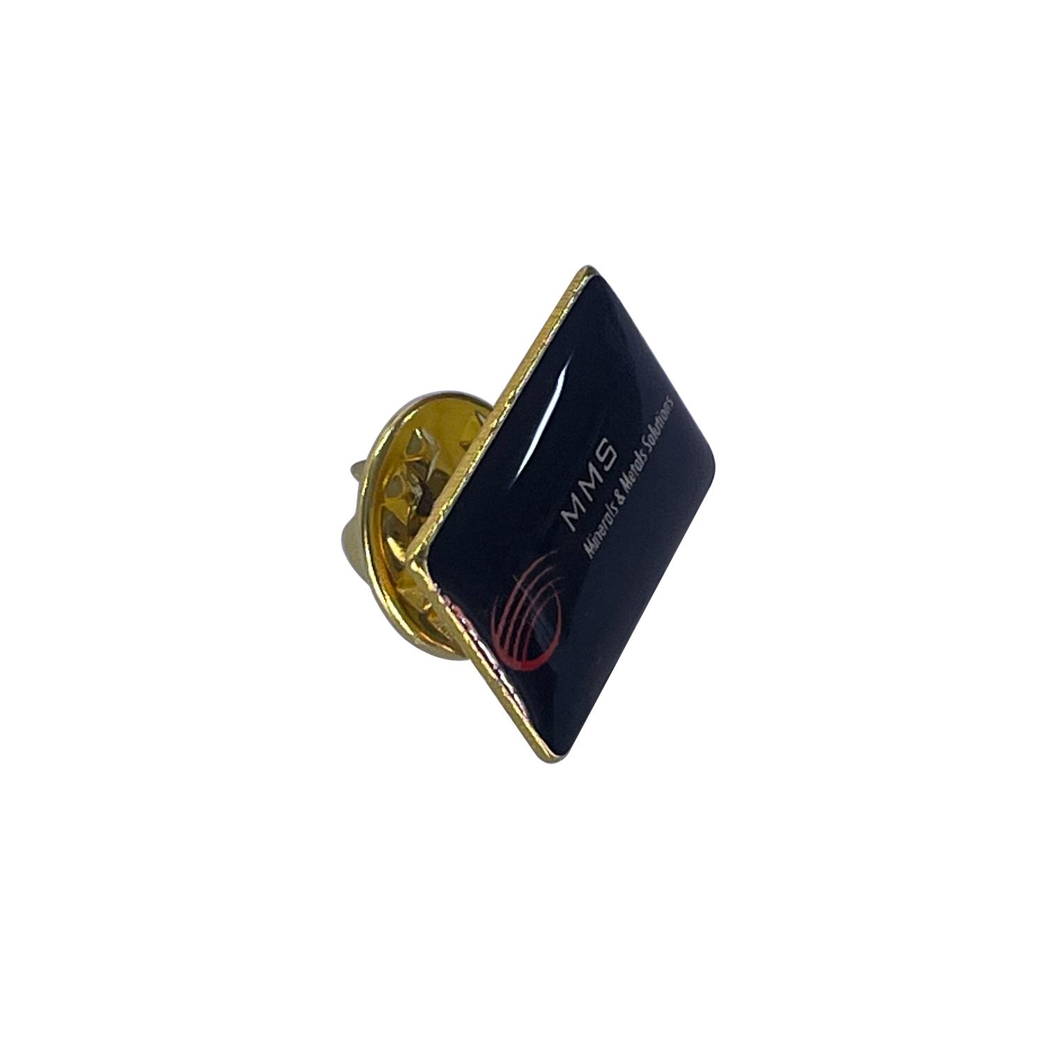 Insigne metalice cu lentilă rășină Auriu Dreptunghiular - 12 x 18 mm