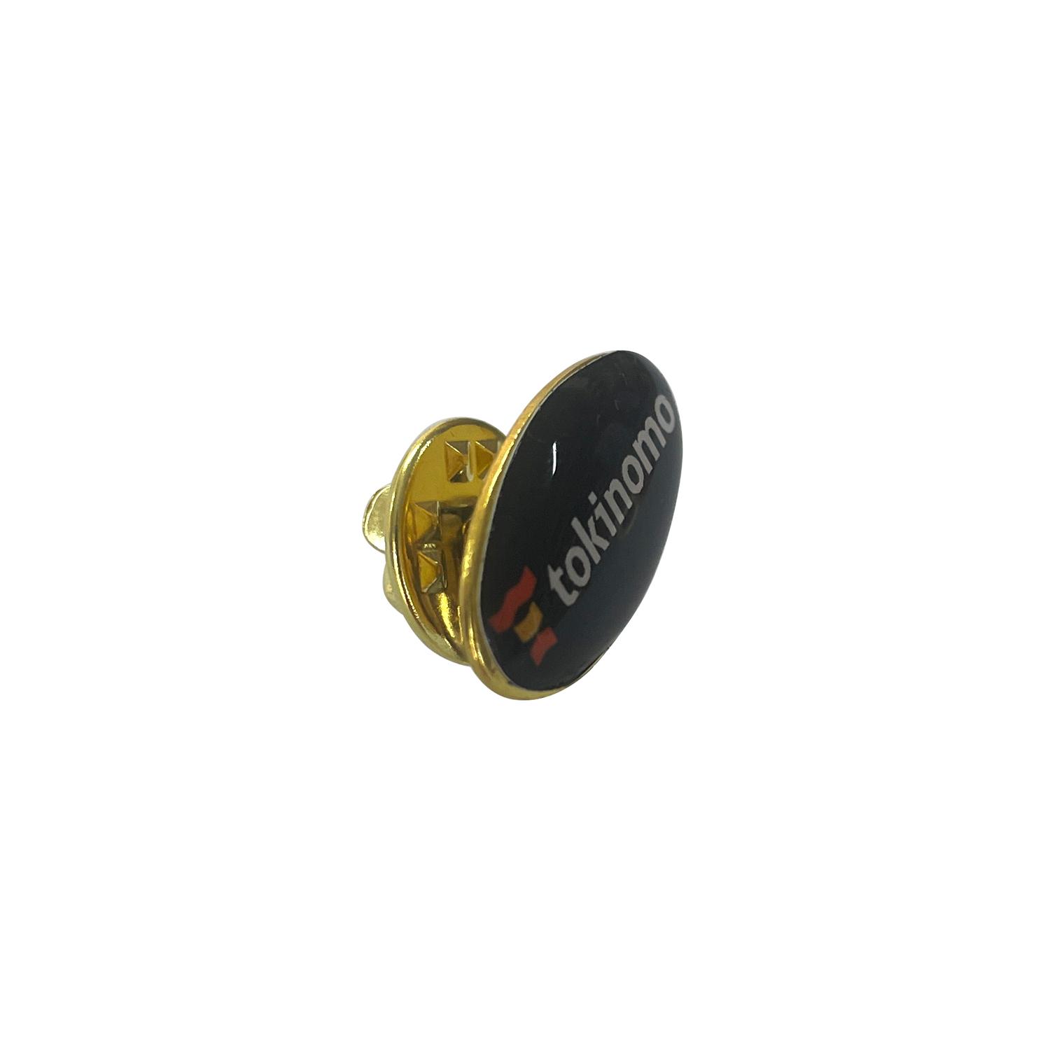 Insigne metalice cu lentilă rășină Auriu Oval - 20 x 11 mm