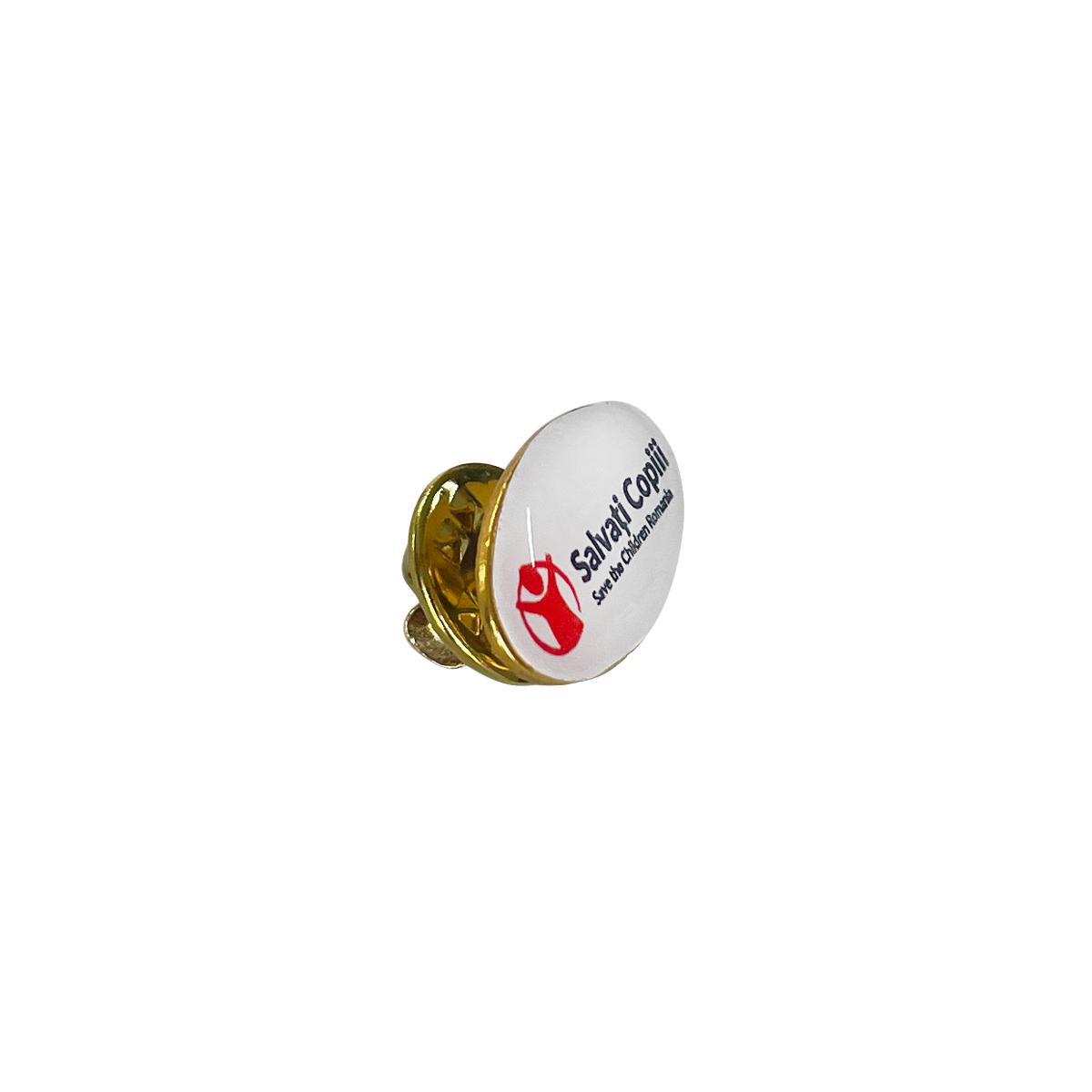 Insigne metalice cu lentilă rășină Auriu Oval - 20 x 11 mm