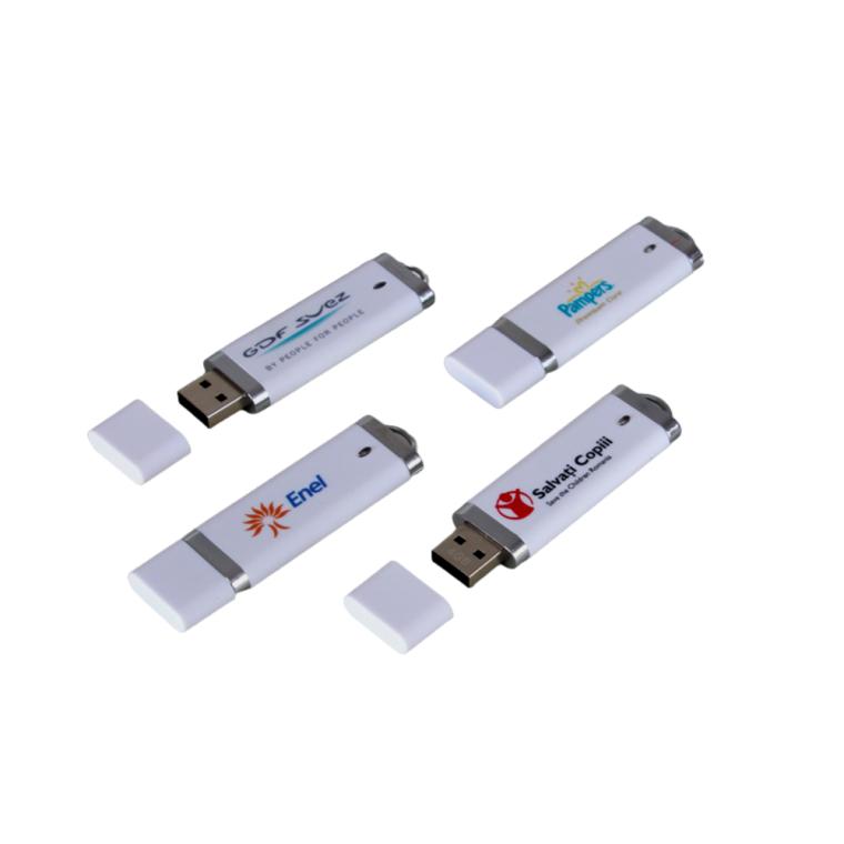 Stickuri USB clasice personalizate Alb
