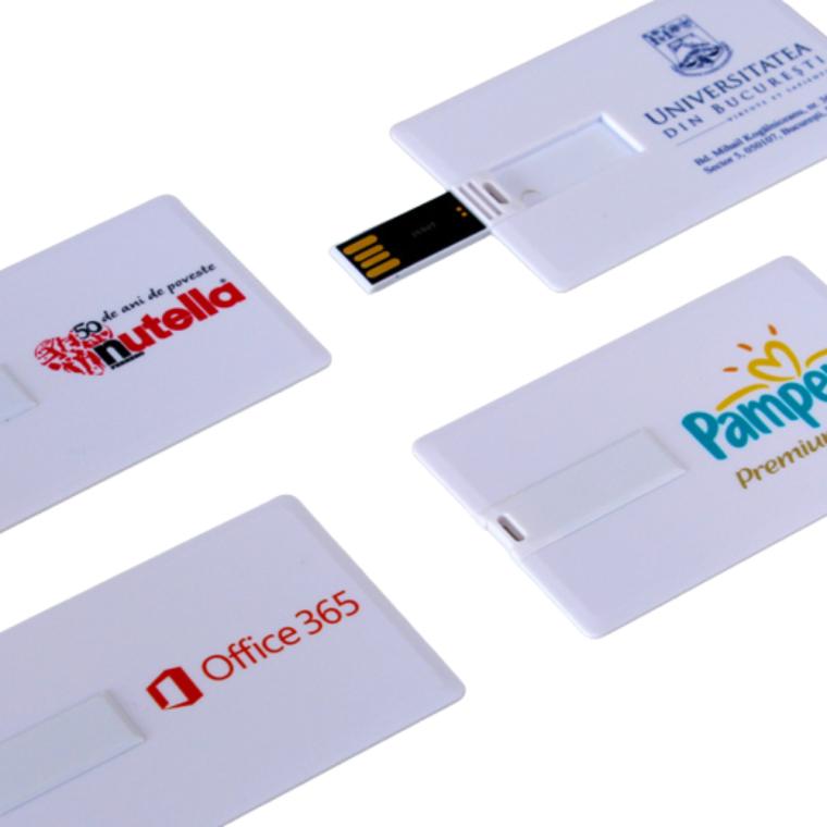 Stickuri USB card personalizate Alb