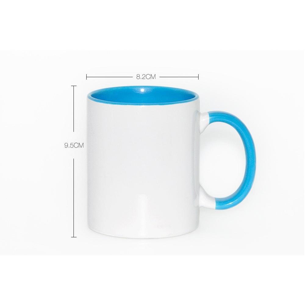 Căni personalizate Cilindrică - Interior și toartă color Albastru deschis