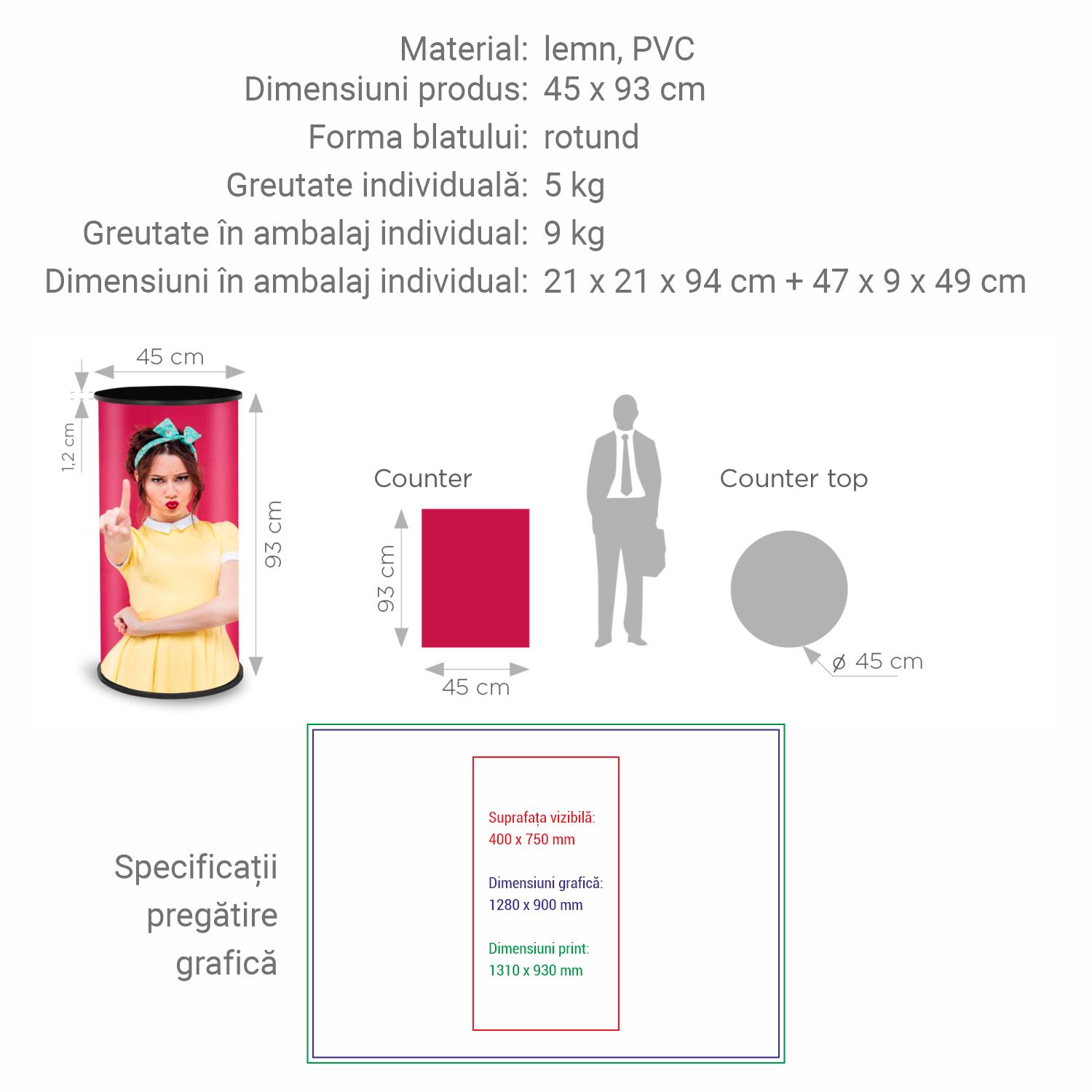 Masă sampling - promo desk, info desk, pop-up counter Promo 0 - rotund