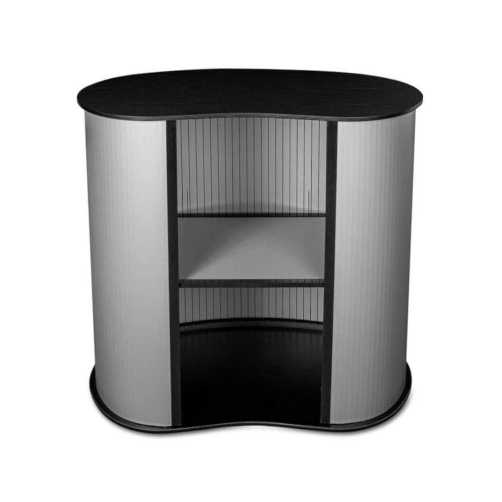 Masă sampling - promo desk, info desk, pop-up counter Promo 2 cu raft - formă „rinichi”