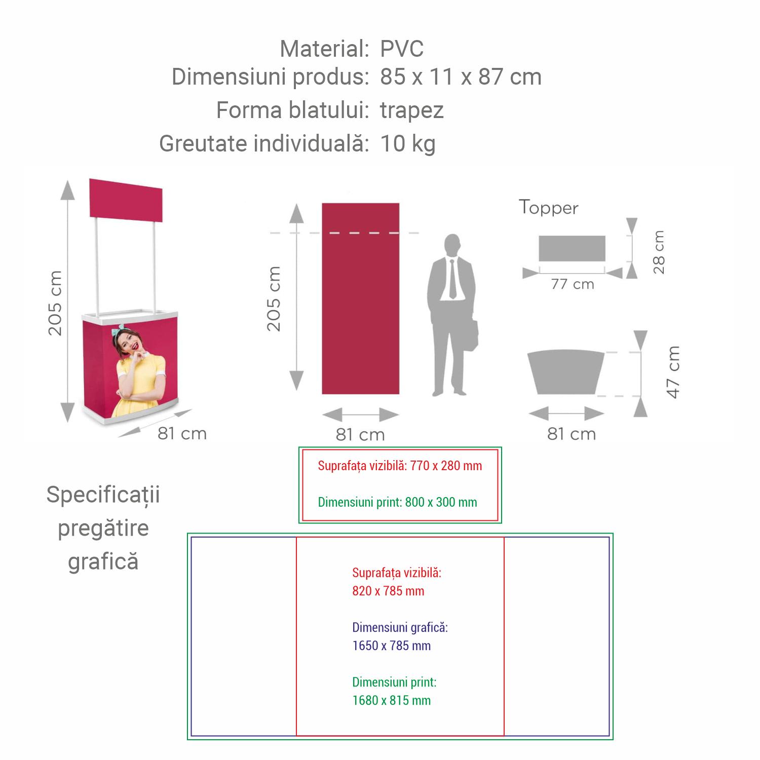 Masă sampling - promo desk, info desk, pop-up counter Topper