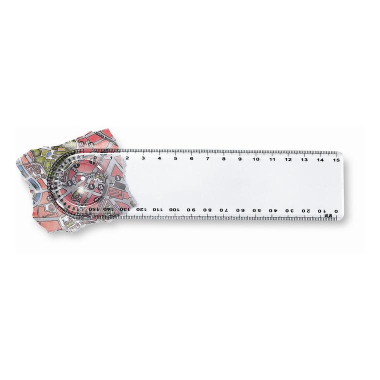 Riglă cu lupă de 15 cm, plastic LASTA Transparent