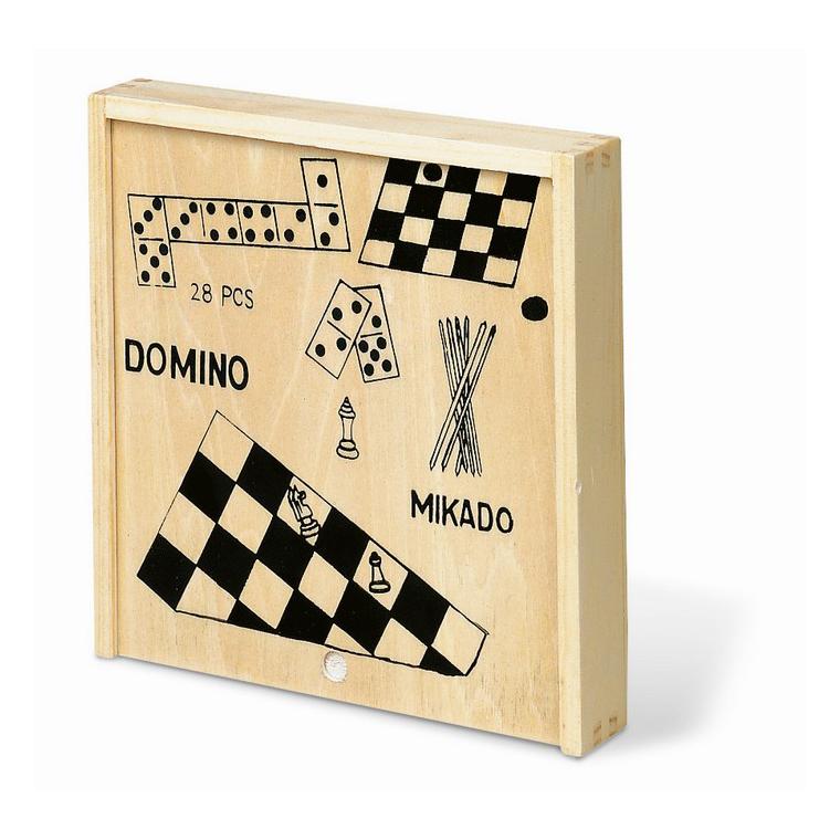 4 jocuri în cutie din lemn TRIKES Natur