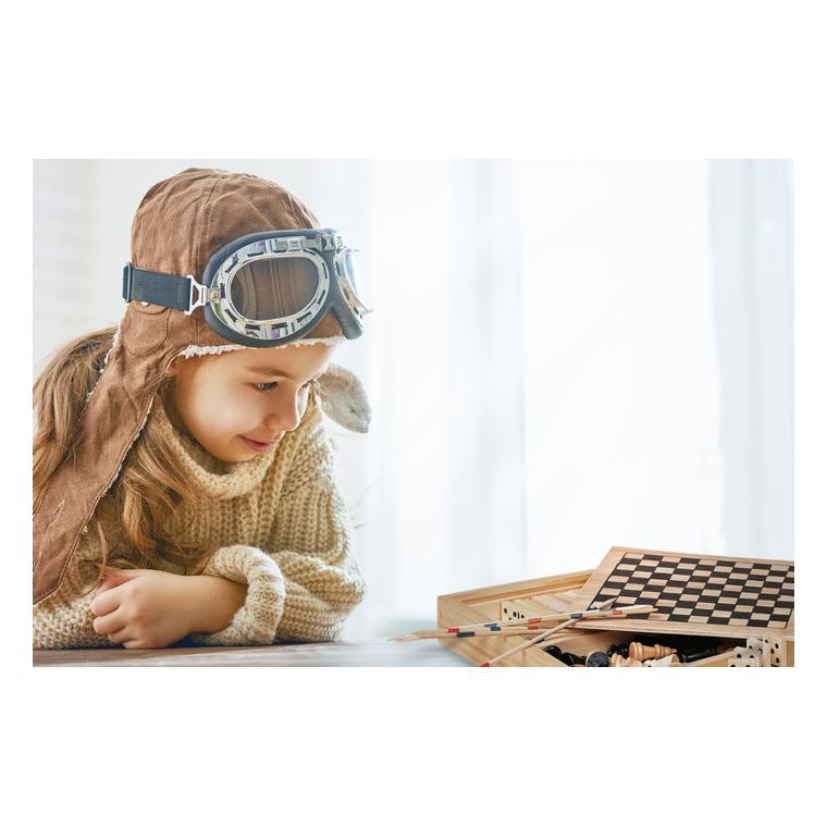 4 jocuri în cutie din lemn TRIKES Natur