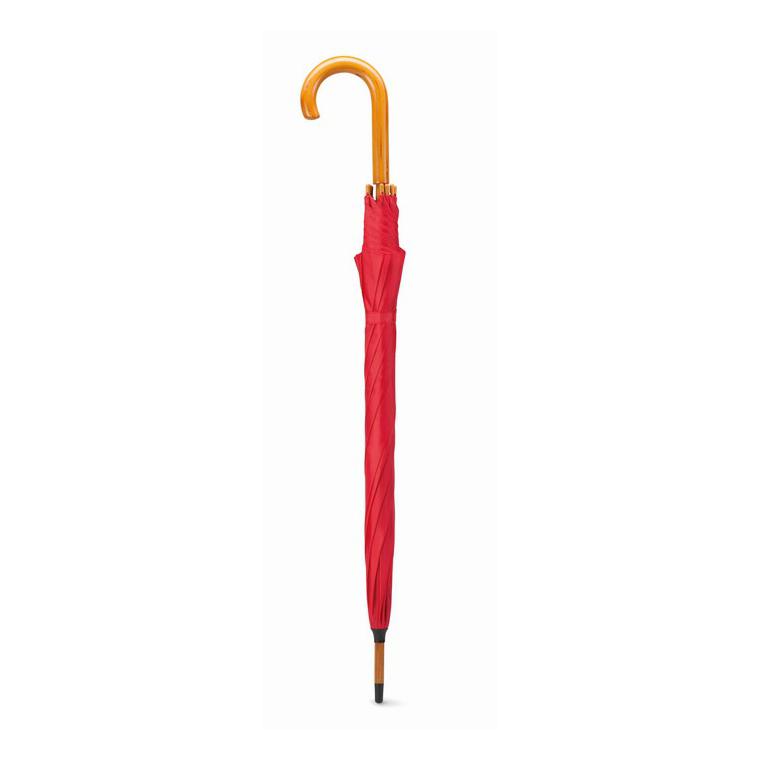 Umbrelă automată/ mâner lemn CUMULI Roșu