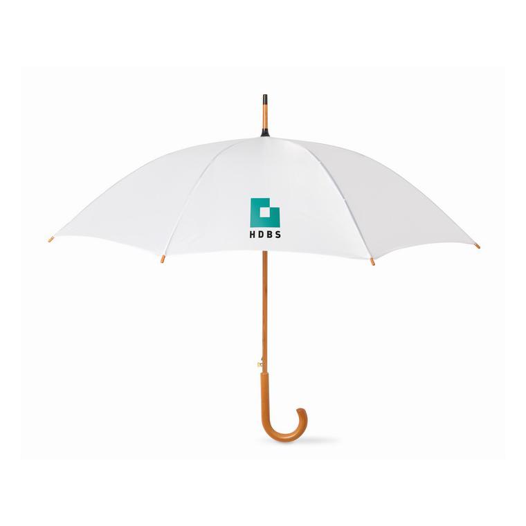 Umbrelă automată/ mâner lemn CUMULI Alb
