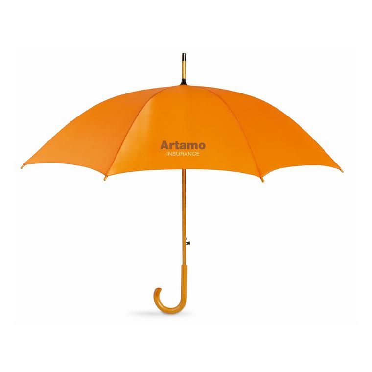Umbrelă automată/ mâner lemn CUMULI Portocaliu