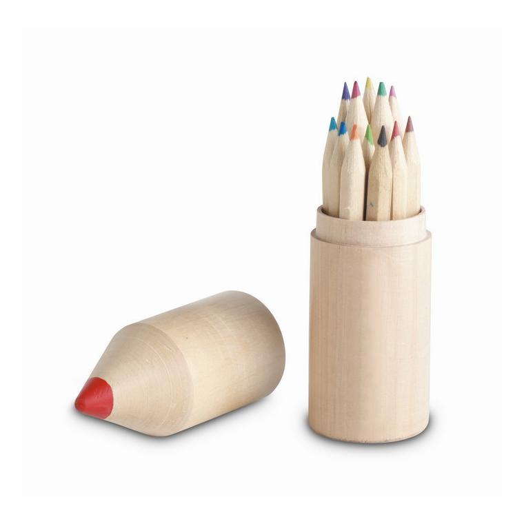 12 creioane în cutie din lemn COLORET Natur