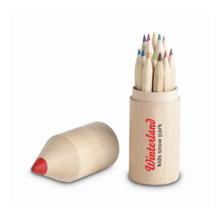 12 creioane în cutie din lemn COLORET Natur