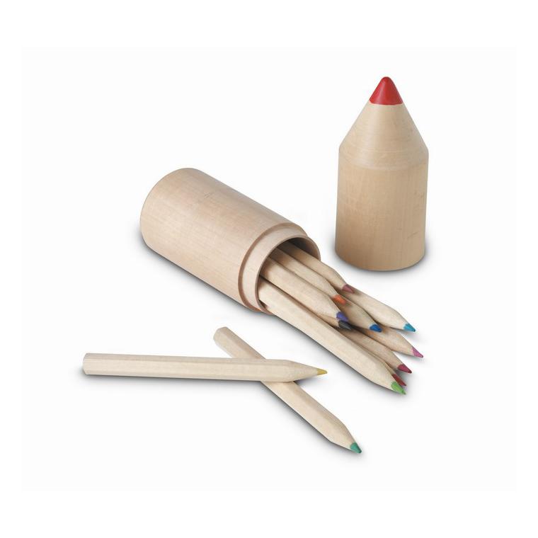 12 creioane în cutie din lemn COLORET Natur