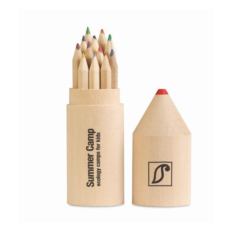 12 creioane în cutie din lemn COLORET Natur