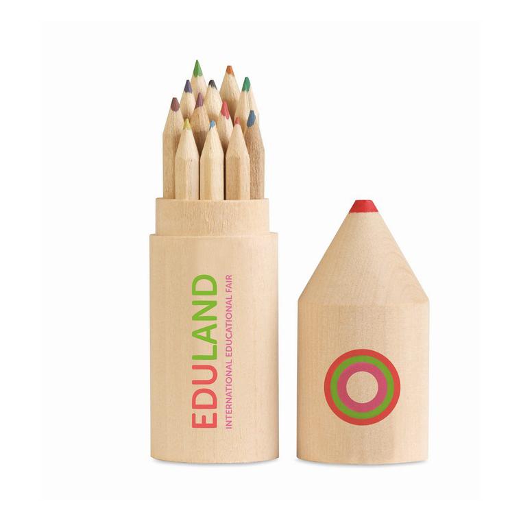 12 creioane în cutie din lemn COLORET Natur