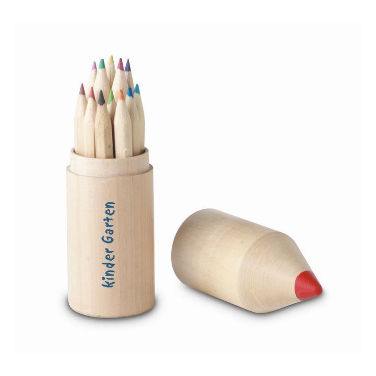 12 creioane în cutie din lemn COLORET Natur