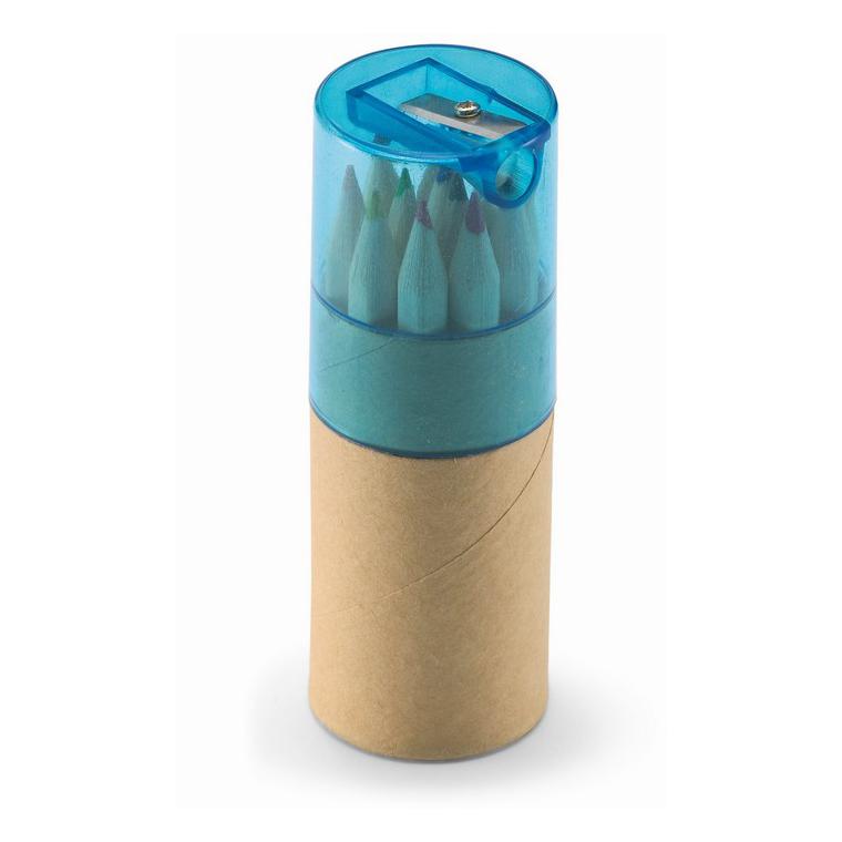 12 creioane colorate în tub LAMBUT Albastru transparent