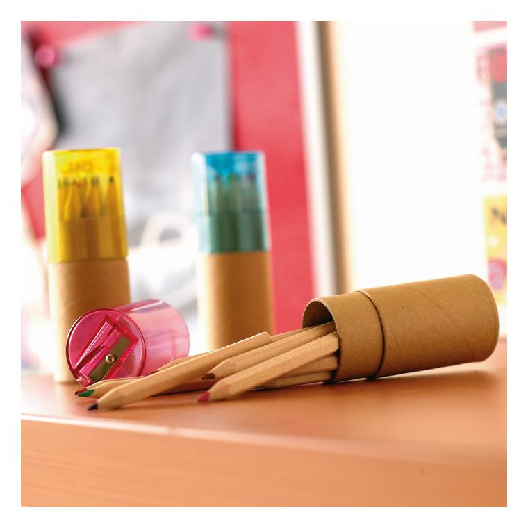 12 creioane colorate în tub LAMBUT Roșu transparent