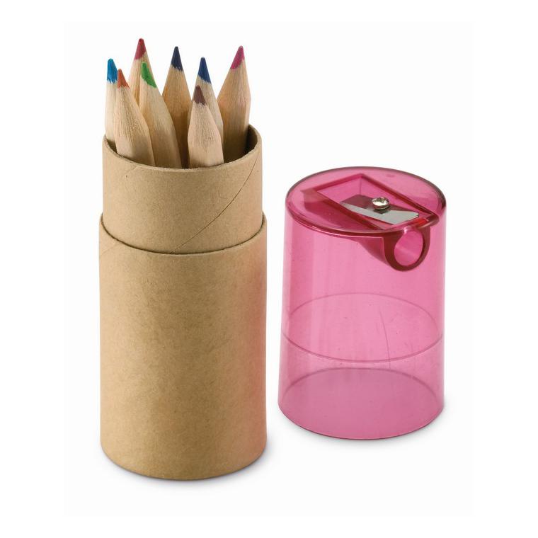 12 creioane colorate în tub LAMBUT Roșu transparent