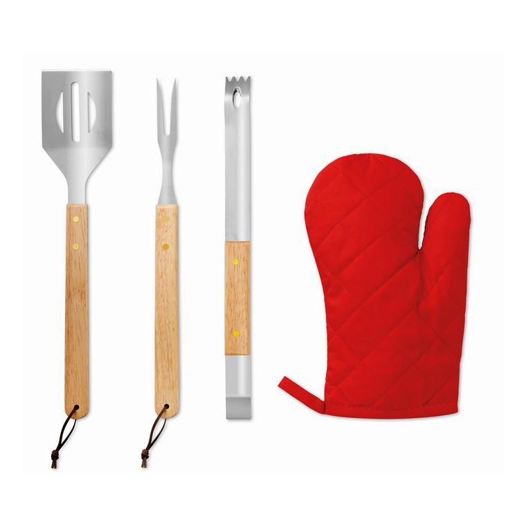 Şorţ, ustensile şi mănuşă BBQ DONAU EAST Negru