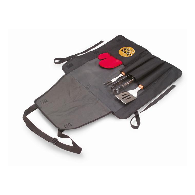 Şorţ, ustensile şi mănuşă BBQ DONAU EAST Negru