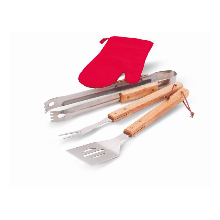 Şorţ, ustensile şi mănuşă BBQ DONAU EAST Negru