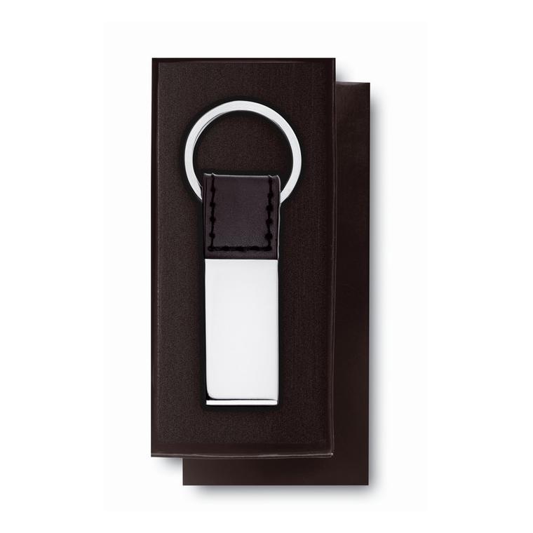 Breloc PU cu pătrat metalic RECTANGLO Negru