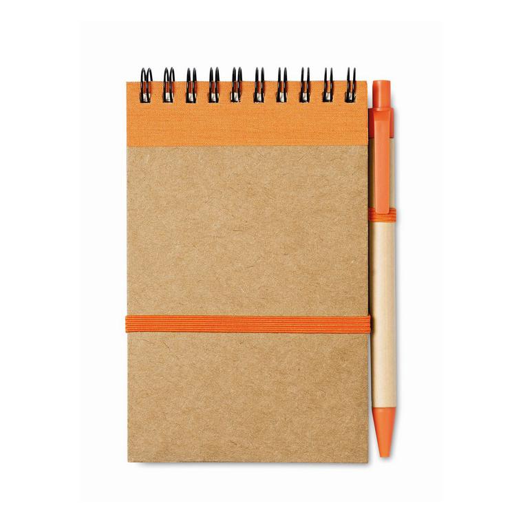 Bloc notes reciclat și pix SONORA Portocaliu