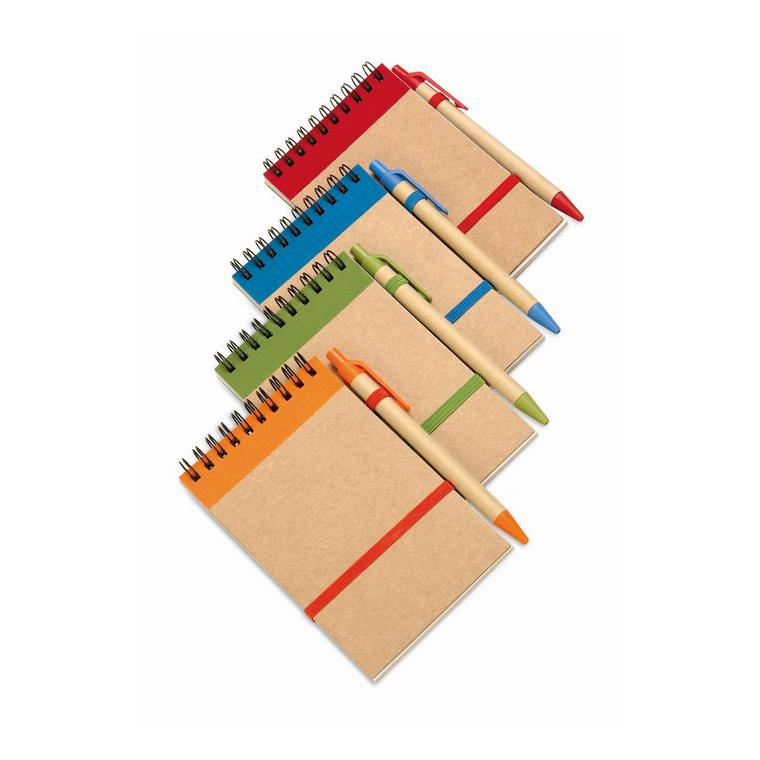 Bloc notes reciclat și pix SONORA Portocaliu