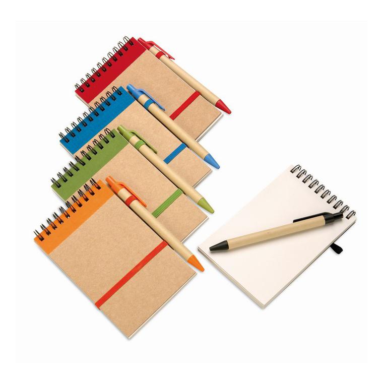 Bloc notes reciclat și pix SONORA Portocaliu